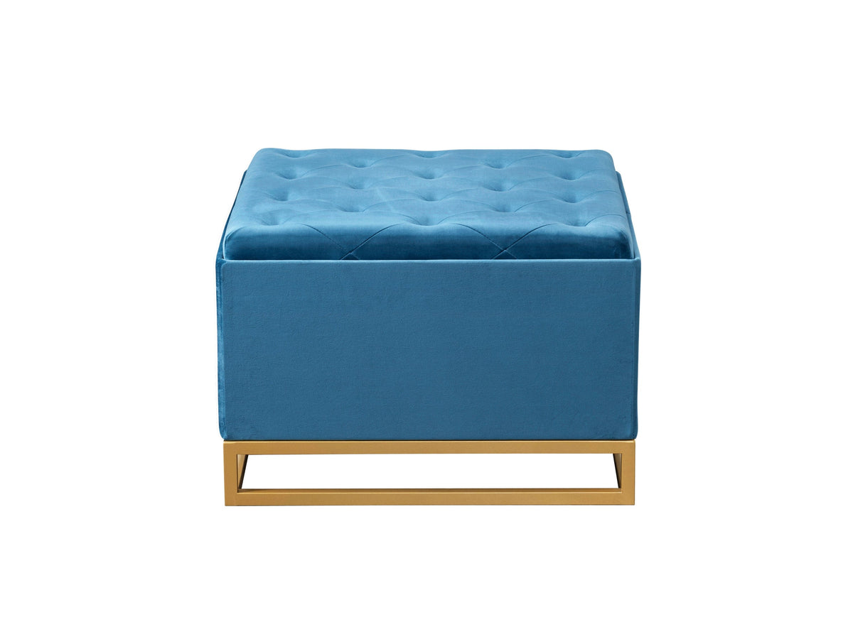 Iconic Home Adeline Velvet Storage Ottoman 