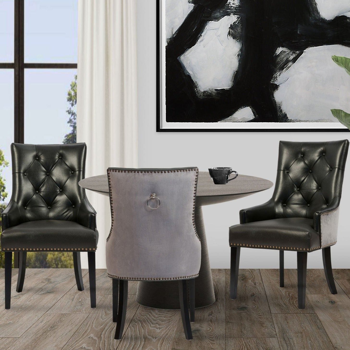 Cadence Faux Leather Velvet Dining Chair TheChicHomeStore Chic