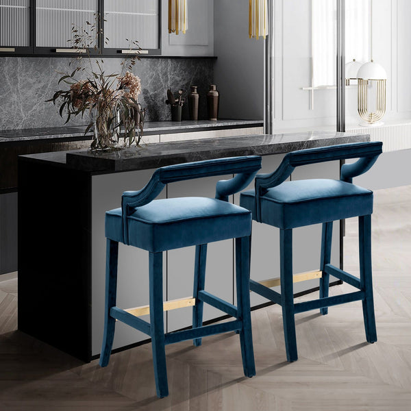 Iconic Home Chiara Velvet Bar Stool Teal