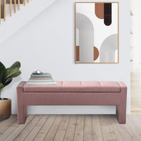 Iconic Home Kube Linen Textured Storage Bench Rose