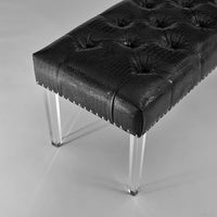 Chic Home Odette Tufted Faux Leather Bench Acrylic Legs Black