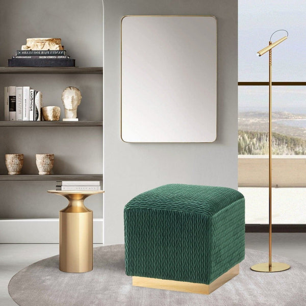 Iconic Home Swell Velvet Ottoman Green