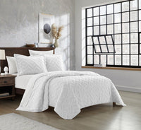 NY&C Home Cody 7 Piece Clip Jacquard Cotton Quilt Set 