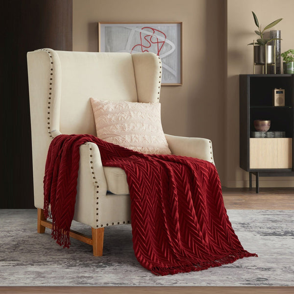NY&C Home Foremost Ruched Throw Blanket Wine
