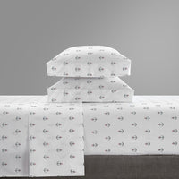 NY&C Home Marina 4 Piece Anchor Pattern Sheet Set 