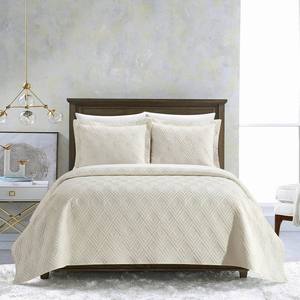 NY&C Home Marling 3 Piece Geometric Quilt Set Beige