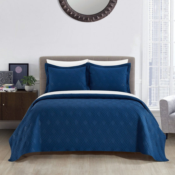 NY&C Home Marling 7 Piece Geometric Quilt Set Blue