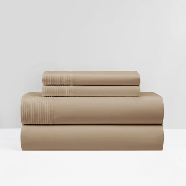 NY&C Home Marsai 4 Piece Pleated Flange Sheet Set Taupe