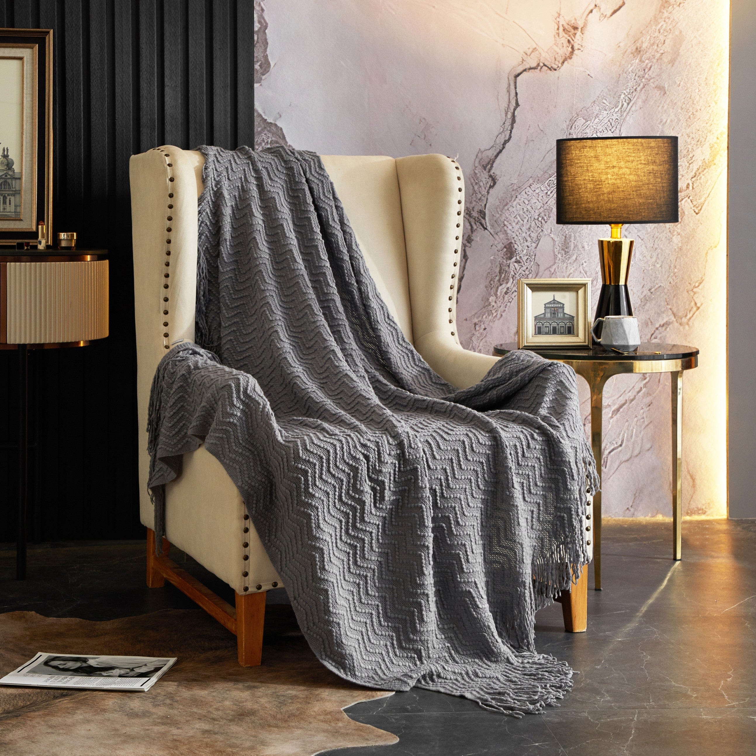 Grey textured 2024 throw blanket