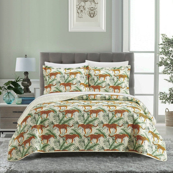 NY&C Home Wild Safari 7 Piece Jungle Print Quilt Set Queen