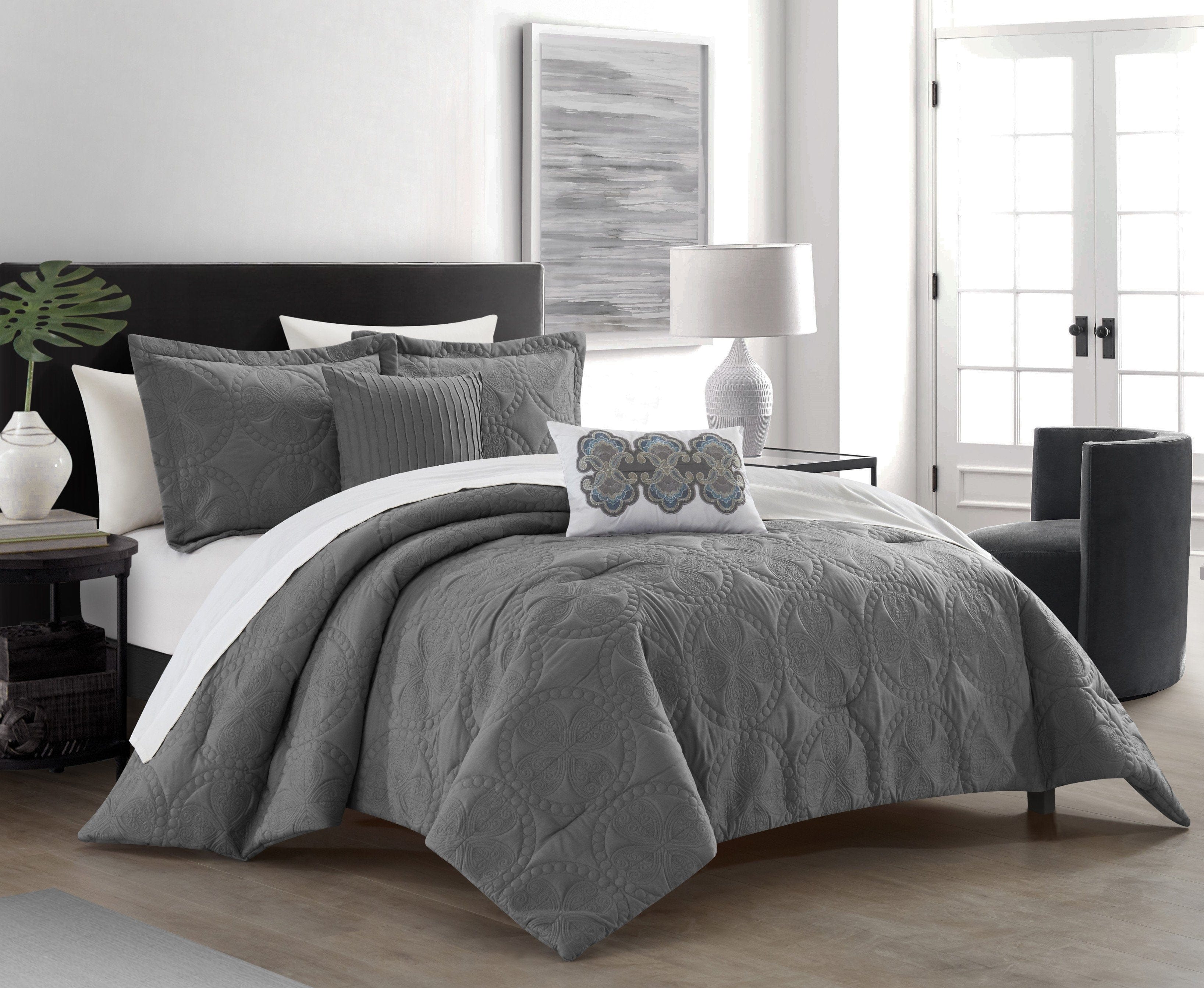 Chic Home Adaline 5 Piece Comforter Set Embroidered Design Bedding