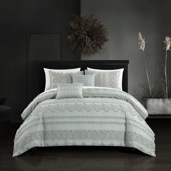 Chic Home Addison 5 Piece Jacquard Comforter Set Grey