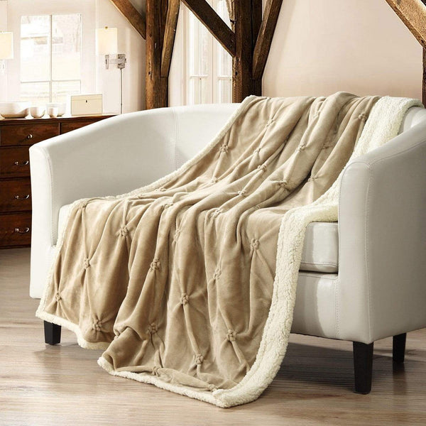 Chic Home Alba Faux Fur Throw Blanket Beige