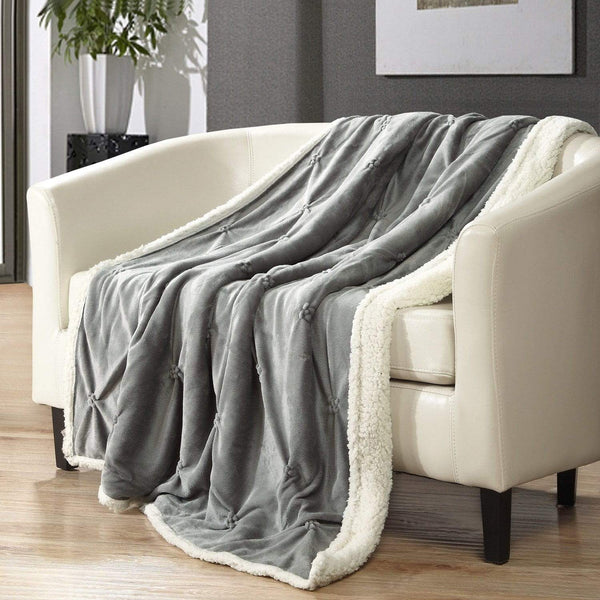 Chic Home Alba Faux Fur Throw Blanket Grey