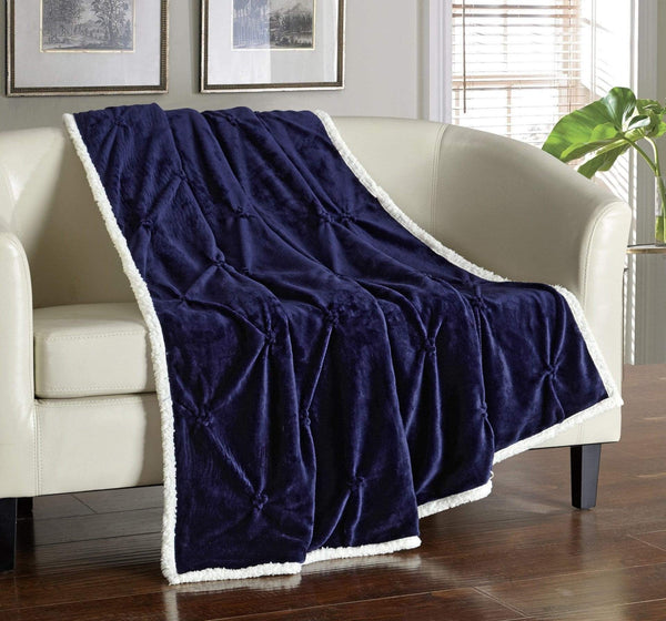 Chic Home Alba Faux Fur Throw Blanket Navy