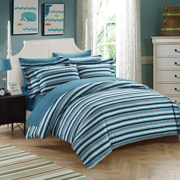 Chic Home Alyssa 3 Piece Reversible Duvet Cover Set Blue