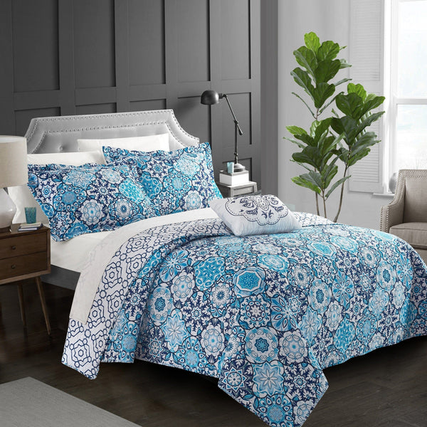 Chic Home Angel 8 Piece Cotton Quilt Set Blue