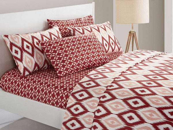 Chic Home Arundel 6 Piece Ikat Diamond Sheet Set with Pillowcases Brick