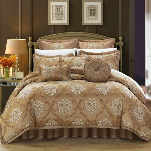 Chic Home Aubrey 13 Piece Jacquard Comforter Set Gold