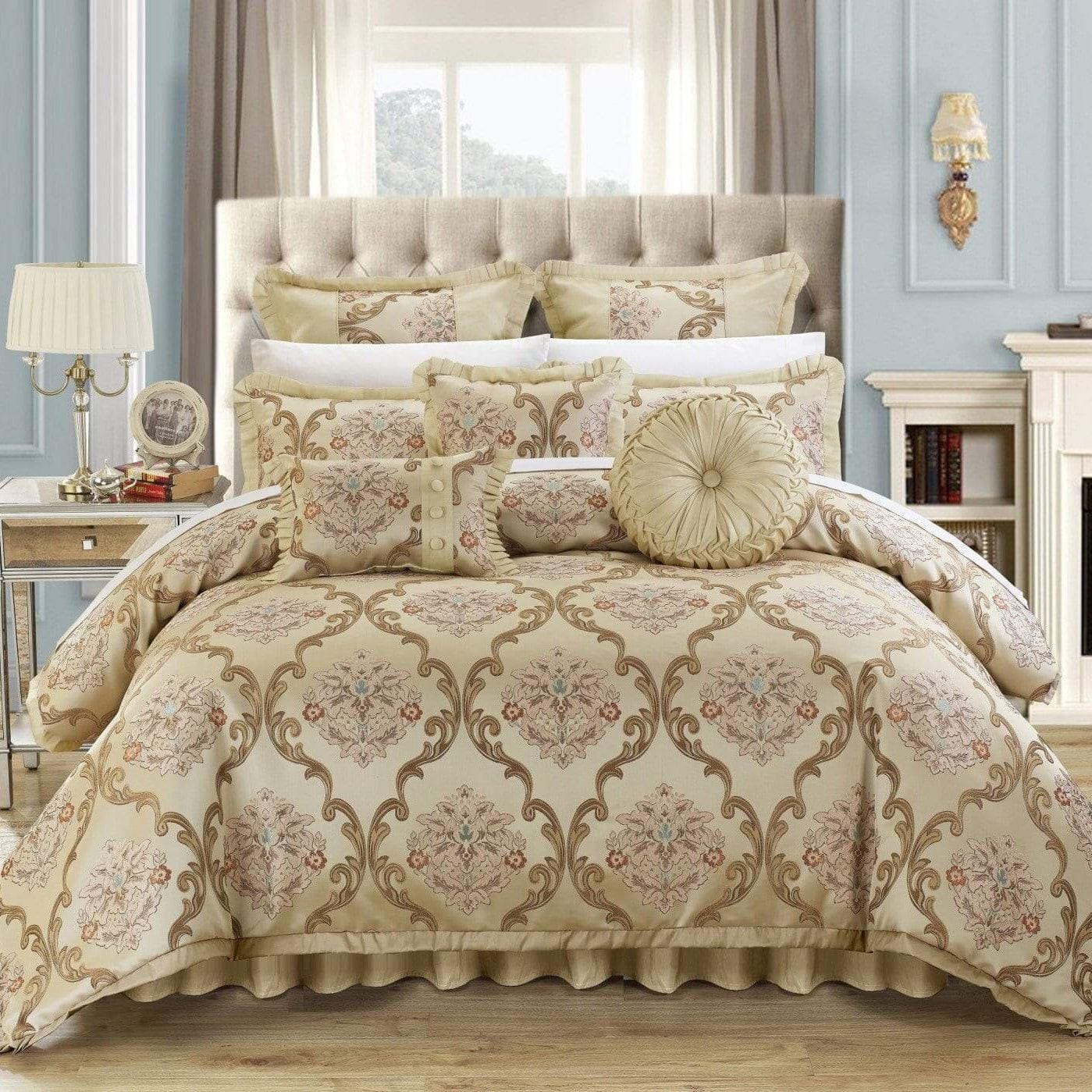 Chic Home Aubrey Piece Scroll Jacquard Comforter Set Bedding