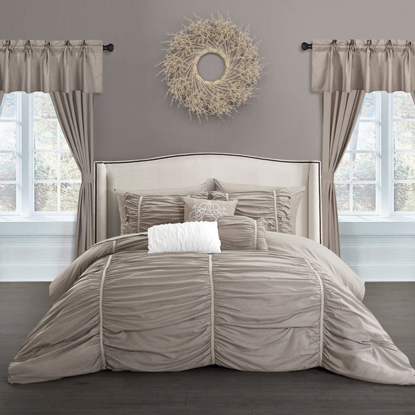 Chic Home Avila 20 Piece Ruffled Comforter Set Taupe