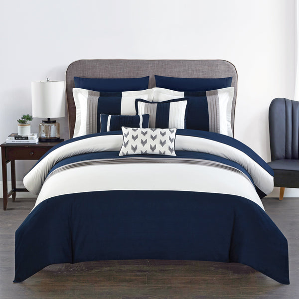 Chic Home Ayelet 10 Piece Ruffled Comforter Set Navy