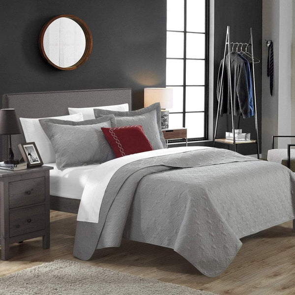 Chic Home Barcelo 8 Piece Matelasse Quilt Set Grey