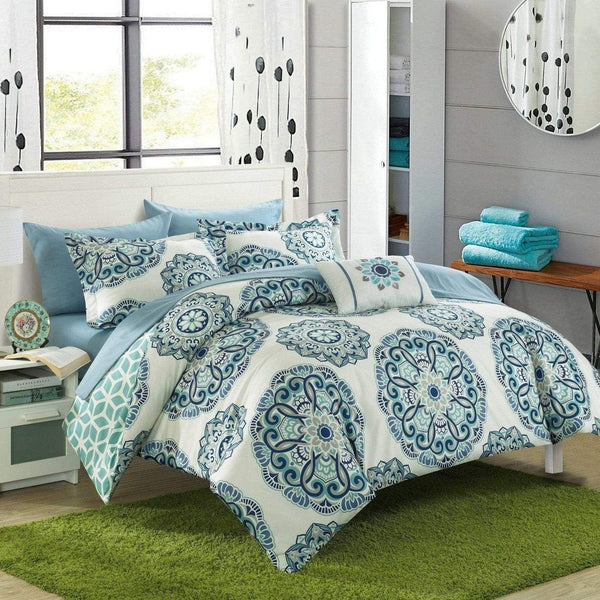 Chic Home Barcelona 8 Piece Boho Paisley Comforter Set Green