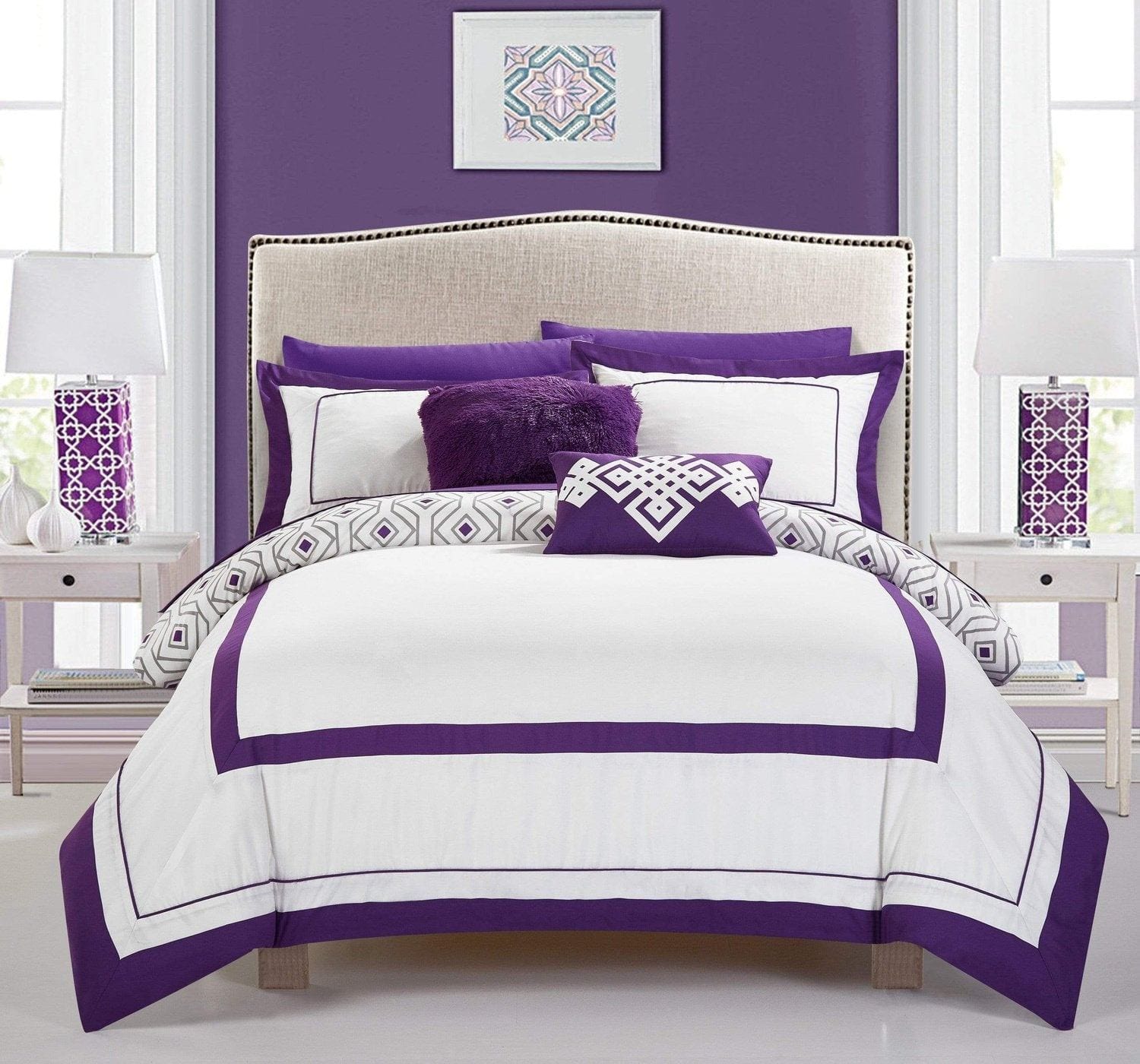 Chic Home Design Ayelet 10-Piece Burgundy Queen Comforter Set in the  Bedding Sets department at