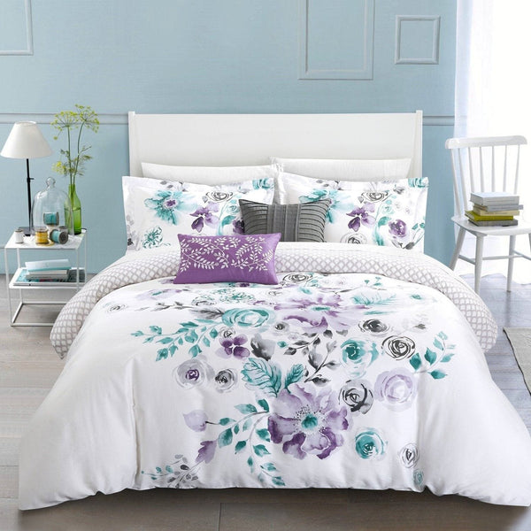 Chic Home Belleville Garden 5 Piece Cotton Comforter Set Lavender