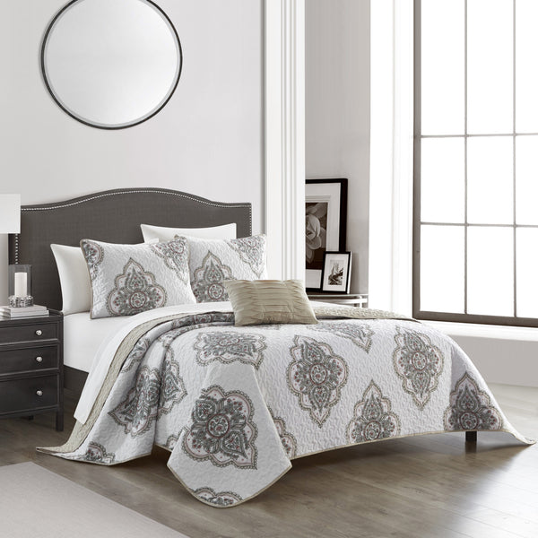 Chic Home Bentley 4 Piece Cotton Jacquard Quilt Set 