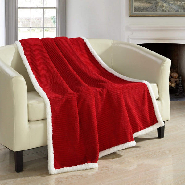 Chic Home Bern Micro Mink Sherpa Lined Throw Blanket Marsala