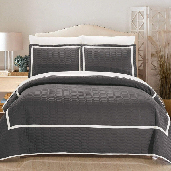 Chic Home Birmingham 7 Piece Hotel Quilt Set Grey