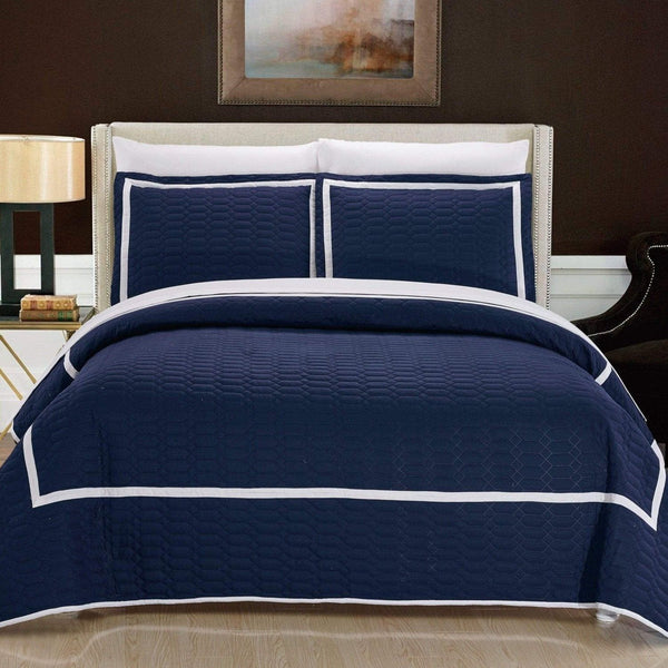 Chic Home Birmingham 7 Piece Hotel Quilt Set Navy