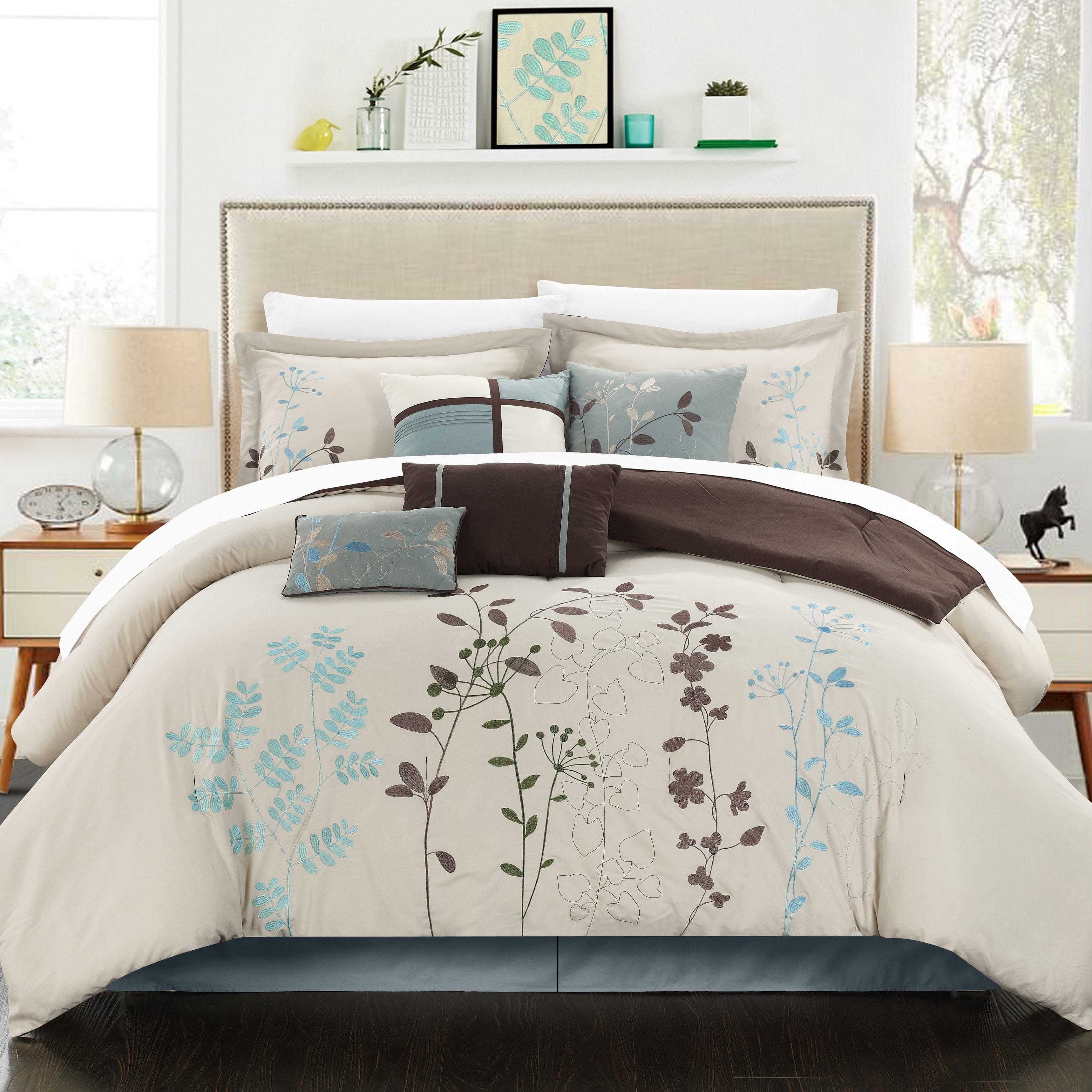 Chic Home Bliss Garden 8 Piece Embroidered Floral Comforter Set