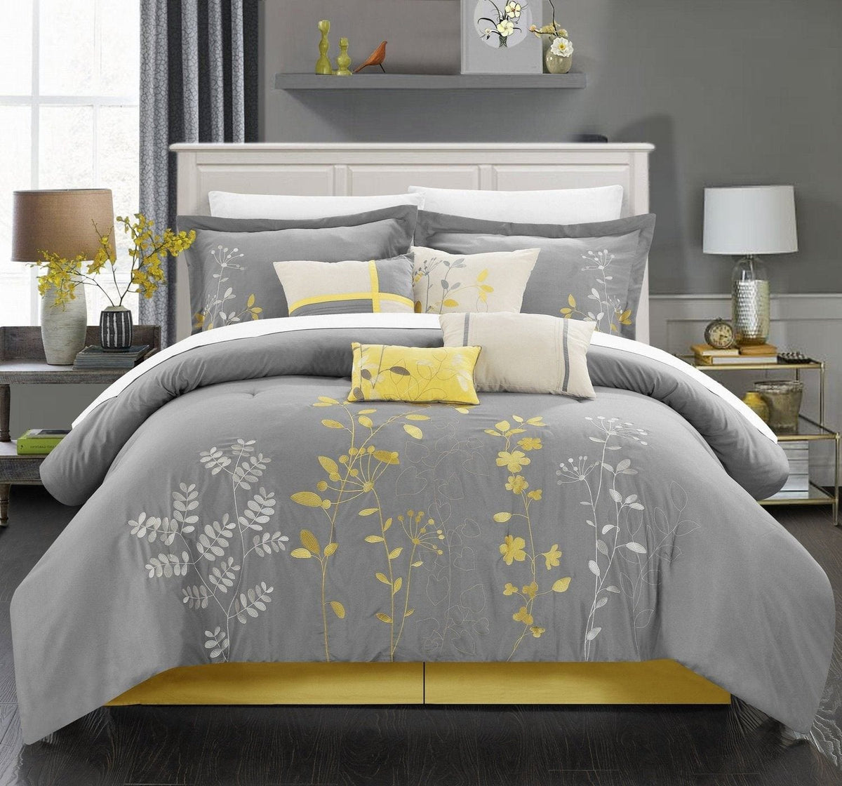 Spirit Linen Home 5-Pc. Metallic Comforter Set King Geo Floral