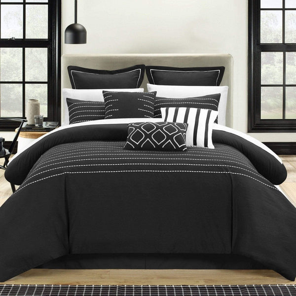 Chic Home Brenton 13 Piece Embroidered Comforter Set Black