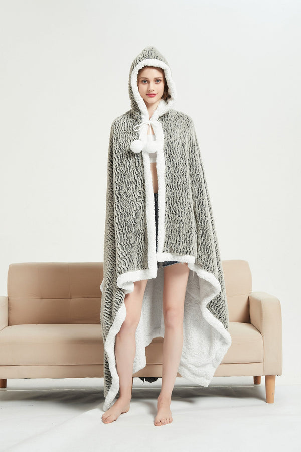 Chic Home Brighton Snuggle Hoodie Contemporary Animal Pattern Robe Micromink Sherpa Wearable Blanket 