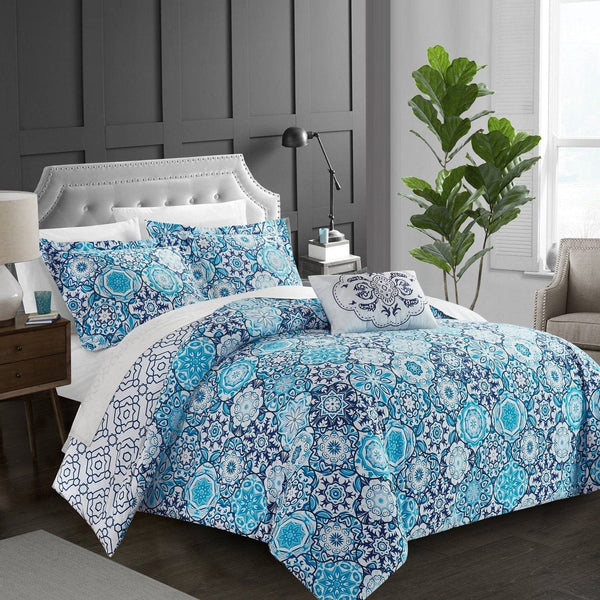 Chic Home Bristol 8 Piece Cotton Duvet Cover Set Blue