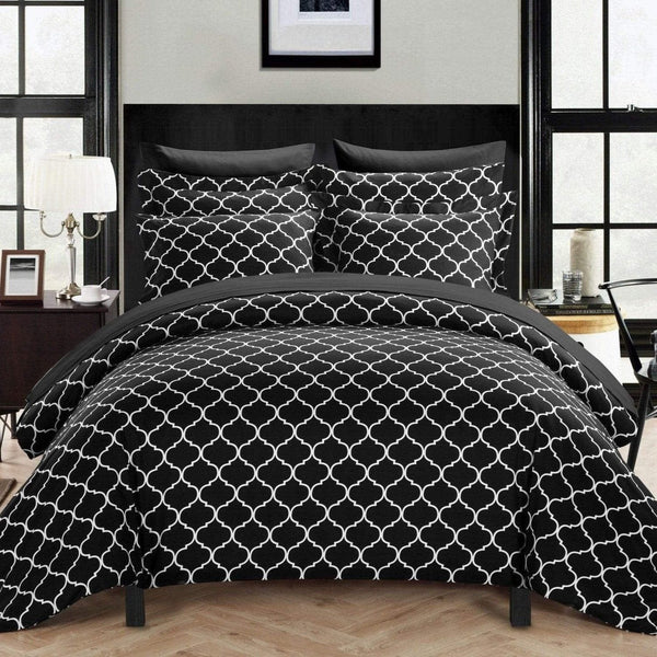 Chic Home Brooklyn 3 Piece Reversible Duvet Cover Set Black