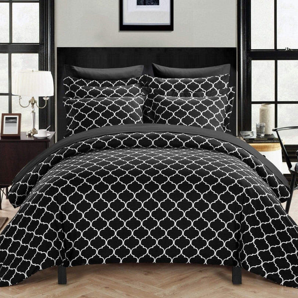 Chic Home Brooklyn 9 Piece Reversible Duvet Cover Set Black