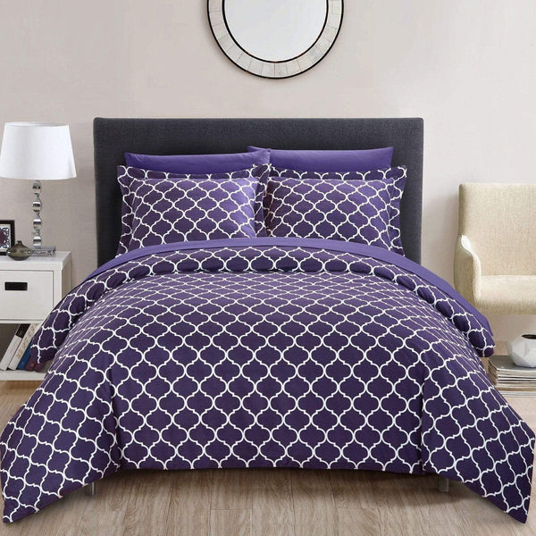 Chic Home Brooklyn 9 Piece Reversible Duvet Cover Set Plum