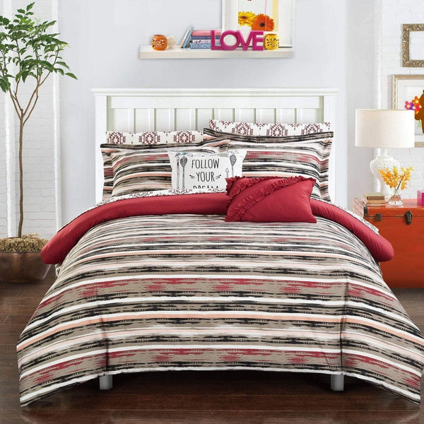 Chic Home Chandler 9 Piece Ikat Comforter Set Brick