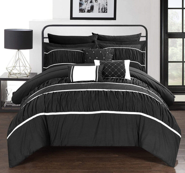 Chic Home Cheryl 10 Piece Pleated Comforter Set Black