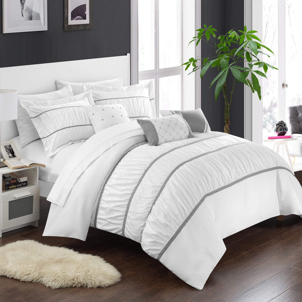 Chic Home Cheryl 10 Piece Pleated Comforter Set White