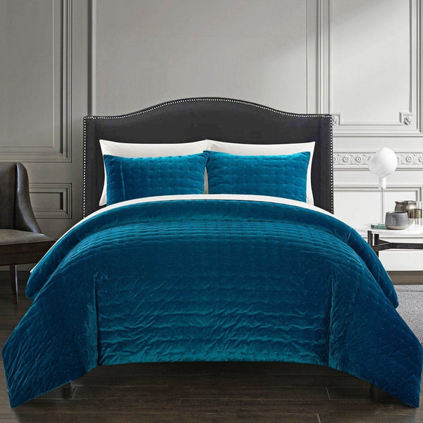 Chic Home Chyna 3 Piece Velvet Comforter Set Teal