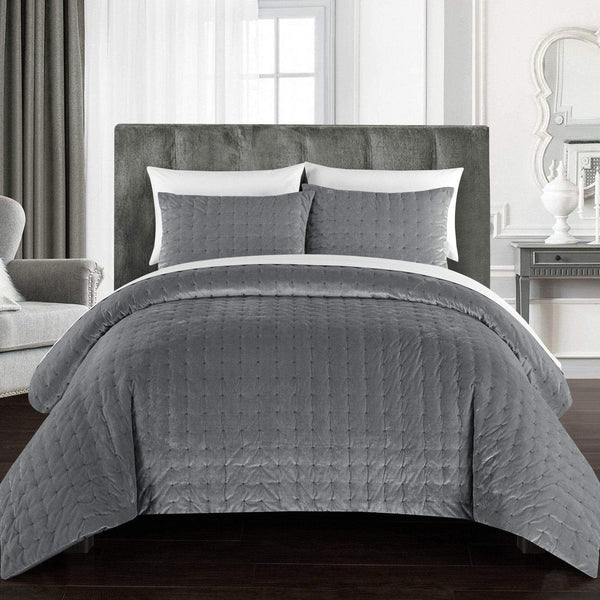 Chic Home Chyna 7 Piece Velvet Comforter Set Grey