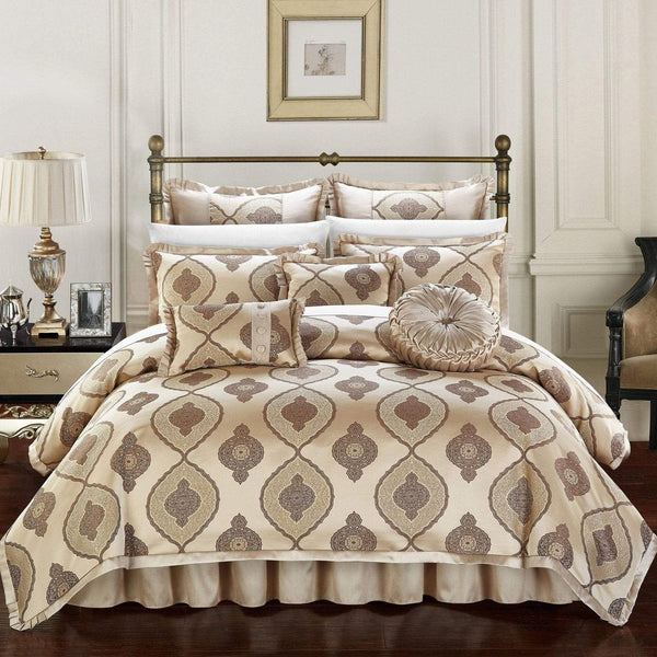 Chic Home Cipriana 13 Piece Jacquard Comforter Set Gold