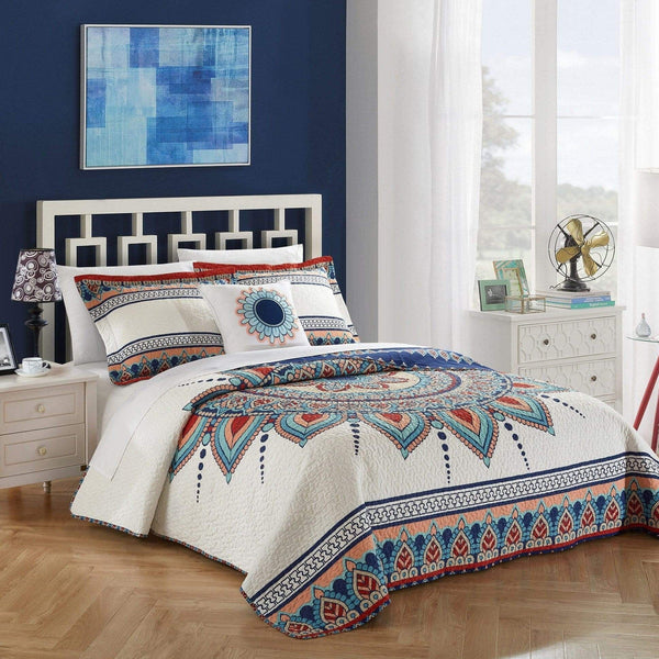 Chic Home Cypress 4 Piece Cotton Quilt Set Queen