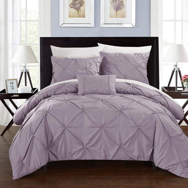 Chic Home Daya 4 Piece Pinch Pleat Duvet Cover Set Lavender